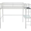 Cama Alta | Vente-unique Cama Alta Casual Ii - 140 X 190 Cm - Tampo De Secretaria - Branco
