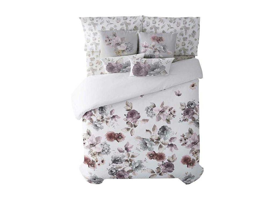 Roupa De Cama | Purline Housse De Couette 100% Coton 1 Piece Blanc A Motifs Fleuris 180X240