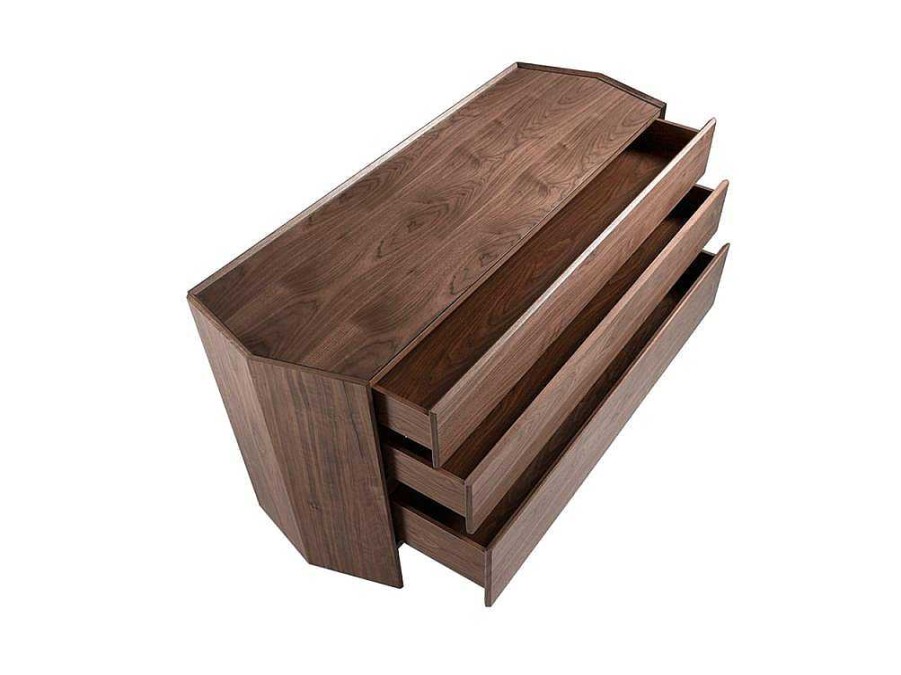 Comoda | Angel Cerda Comoda Com Forma Hexagonal Feita De Mdf Folheado A Nogueira Com Tres Gavetas Frontais 7073