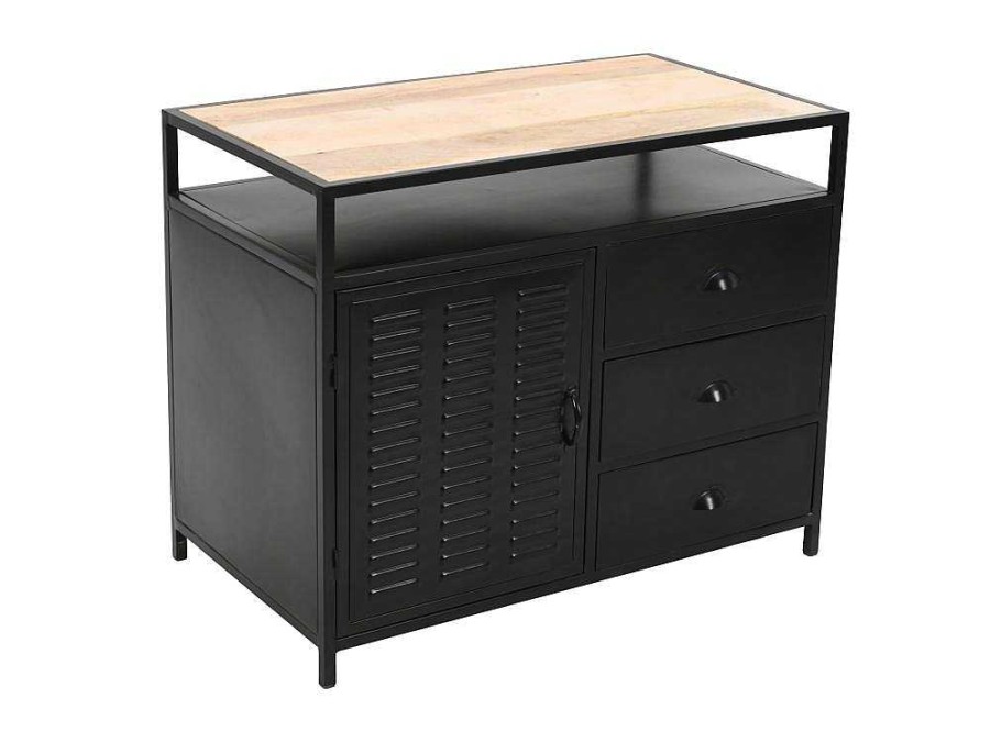 Movel Para Lavatorio | Vente-unique Movel Para Colocar Sob O Lavatorio Em Metal Preto 95 Cm - Eridani
