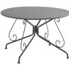 Conjunto Mesa E Cadeiras De Jardim | MYLIA Mesa De Jardim D.120 Cm Metal Estilo Ferro Forjado Antracite - Guermantes De Mylia