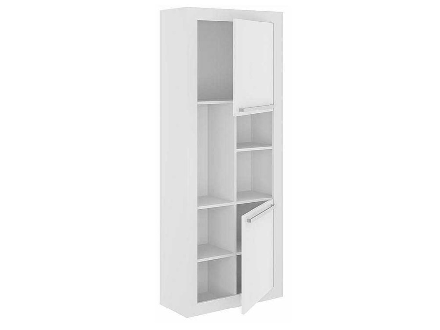 Biblioteca, Vitrina, Estante | Vente-unique Biblioteca Com 2 Portas E 3 Nichos Cor Branco - Evan