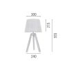 Candeeiro De Mesa | EPIKASA Lampada De Mesa Tripod, Carvalho, Cinzento, Castanho, 30X30X55,5 Cm, Epikasa