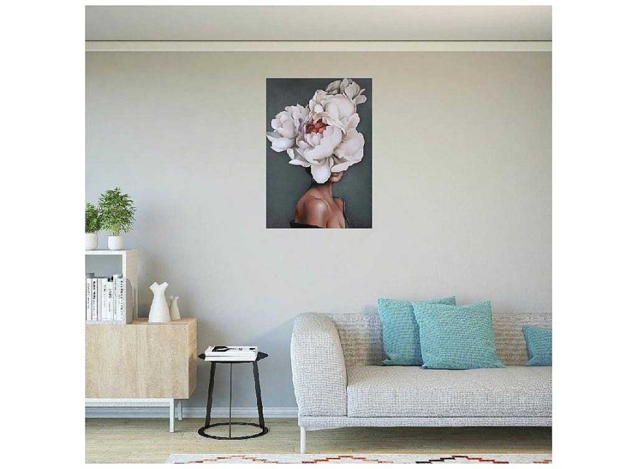 Placa De Parede Decorativa | EPIKASA Impressao Em Tela Mulher E Flores 02, Cor-De-Rosa, 50X3X70 Cm, Epikasa