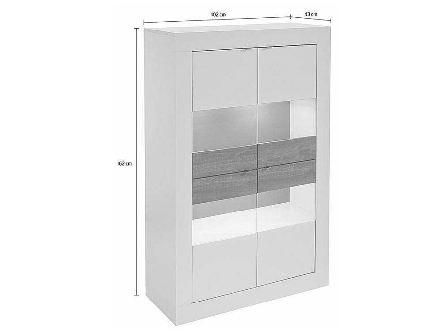 Biblioteca, Vitrina, Estante | Vente-unique Vitrina Com Leds E 4 Portas Disponivel Em Branco Lacado - Comete