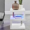 Mesa De Apoio | Vente-unique Mesa De Apoio Lylia - Mdf Lacado A Branco - Com Leds - Branco