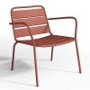 Conjunto Relax De Jardim | MYLIA Cadeirao Baixo De Jardim Empilhavel + Apoio De Pes Em Metal Terracota - Mirmande