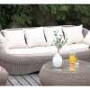 Conjunto Relax De Jardim | MYLIA Mobiliario De Jardim Em Resina Entrancada Caramel: Sofa, 2 Cadeiroes E Mesa De Centro - Whiteheaven