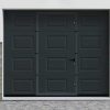 Porta De Garagem | Vente-unique Porta De Garagem Seccionada Motorizada Com Padrao Quadriculado E Porta Central Antracite - Caopas