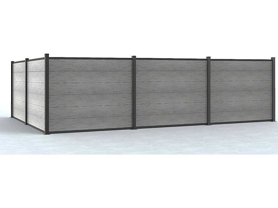 Canico E Cerca | EXPERTLAND Paineis De Vedacao Para Pousar A156 Cm, Kit E 6 Laminas Em Composito + 2 Postes Cinzento-Claro - Enola