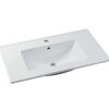 Movel Lavatorio Individual | Vente-unique Movel De Casa De Banho Suspenso Com Lavatorio Embutido Cor Clara E Preto 80 Cm - Lannick