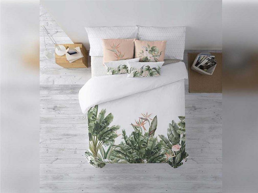 Roupa De Cama | Purline Housse De Couette 100% Coton 1 Piece Blanc A Motifs Jungle 155X240