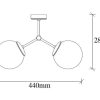 Luz De Teto | OZAIA Candeeiro De Teto Em Metal 2 Globos De C. 44 X A. 28 Cm Cor Dourado E Branco - Damar
