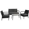 Conjunto Relax De Jardim | Happy Garden Conjunto De Moveis De Jardim Lipari Em Resina Tecida Em Preto - Almofadas Cinzentas