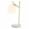 Candeeiro De Mesa | OZAIA Candeeiro De Mesa Estilo Vintage Lullaby - Base Em Terrazzo - 23X15X38 Cm - Dourado