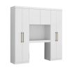 Movel Para Quarto De Criancas | Vente-unique Movel De Cama Antero - 6 Portas - Com Armarios E Gavetas - C 200 Cm - Branco