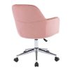 Cadeira De Escritorio | Vente-unique Cadeira De Escritorio Veludo Cor-De-Rosa Altura Regulavel - Eleana