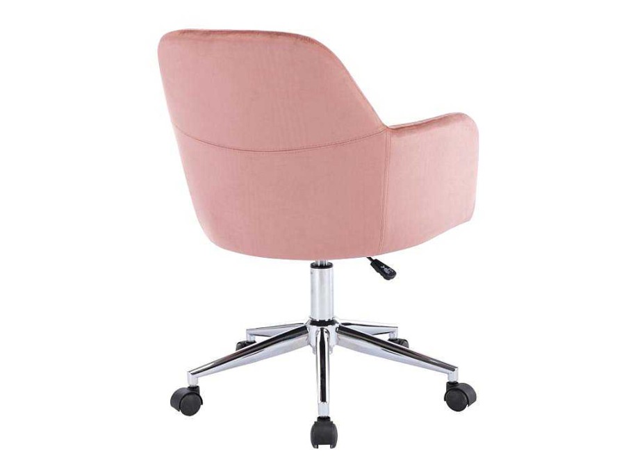Cadeira De Escritorio | Vente-unique Cadeira De Escritorio Veludo Cor-De-Rosa Altura Regulavel - Eleana