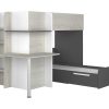 Cama De Crianca | Vente-unique Beliche 2 X 90 X 190 Cm Com Secretaria Cinza, Branco E Preto - Samuel